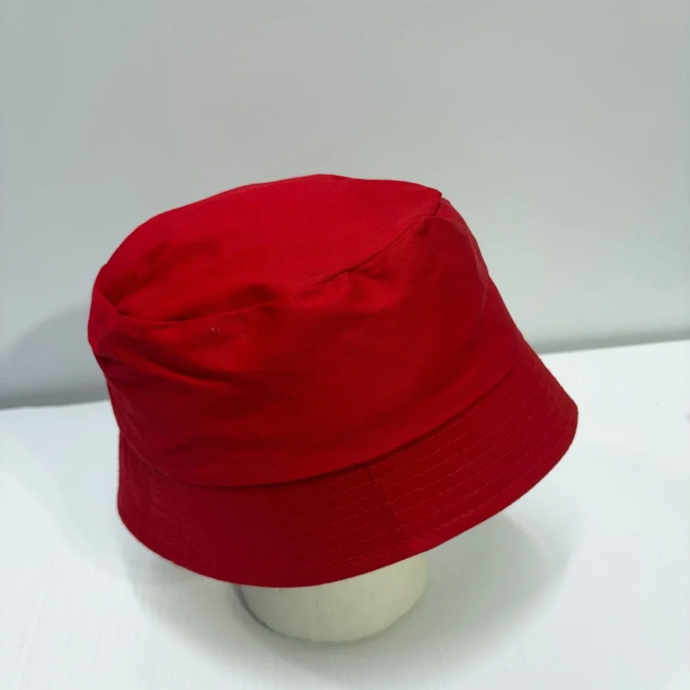 Red Bucket Hat Womens Solid Cotton Blend Sun Fisherman Summer Beach Travel Cap